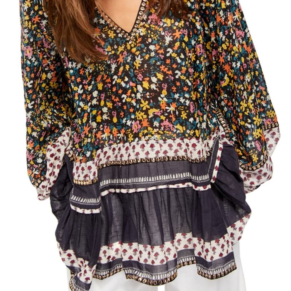 Free People Gardenia floral tunic top size S - Picture 3 of 8